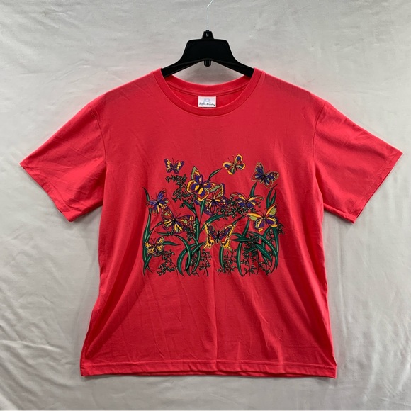 Bobbie Brooks Women Short Sleeve Crew Neck Red Floral Print Top T-Shirt Size XL - Picture 1 of 12